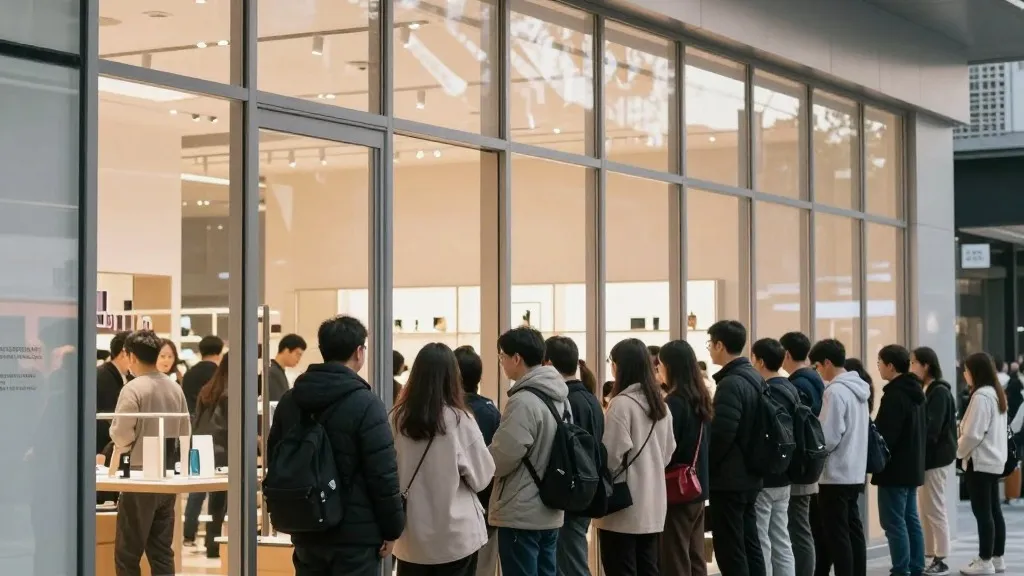 Crowds Flock to Apple Stores as New Foldable Phone Arrives